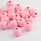 Natural Wood Beads, Dyed, Round, Pink, 10x9mm, Hole: 2.5~3.5mm, about 3000pcs/1000g