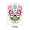 Heat Tranfer Printing Luminous Body Art Face Tattoo Sticker, Skull, for Halloween, Colorful, 21x15cm