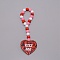 Valentine's Day Theme Schima Wood Beads Pendants Decorations, with Heart & Word KISS ME, Red, 260mm