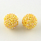 AB-Color Resin Rhinestone Beads, with Acrylic Round Beads Inside, for Bubblegum Jewelry, Yellow, 22x20mm, Hole: 2~2.5mm