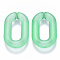 Transparent Acrylic Linking Rings, Quick Link Connectors, for Cable Chains Making, Frosted, Oval, Green, 31x19.5x5.5mm, Inner Diameter: 19.5x7.5mm