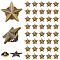 SUPERFINDINGS 24Pcs Alloy Star Lapel Pin Brooches, Badges for Backpack Clothes, Antique Bronze, 17x18x4mm