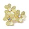 Rack Plating Brass Micro Pave Clear Cubic Zirconia Twister Clasps, Cadmium Free & Lead Free, Long-Lasting Plated, Flower, Golden, 26.5x27x12mm, Hole: 1.2mm, Inner Diameter: 12.5x7mm