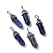 Natural Sodalite Pointed Pendants, Faceted, with Platinum Tone Brass Findings, Lead free & Cadmium Free, Bullet, 27~30x9~10x7~8mm, Hole: 4x3mm