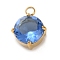 304 Stainless Steel Micro Pave Cubic Zirconia Pendants, Flat Round Charms, Deep Sky Blue, 10.5x8x4.5mm, Hole: 1.8mm