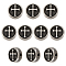 Unicraftale 10Pcs 304 Stainless Steel Beads, Flat Round with Cross, Antique Silver, 11x4.5mm, Hole: 2mm