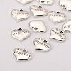 Wedding Theme Antique Silver Tone Tibetan Style Heart with Page Boy Rhinestone Charms X-TIBEP-N005-14B-2