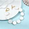 Shell Pearl & Brass Beaded Bracelets for Women BJEW-JB13780-01-2