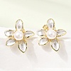 Brass Micro Pave Cubic Zirconia Enamel Stud Earrings CU-CBABA66-12C-G-1