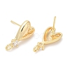 Brass with Glass Studs Earring Findings KK-K333-42G-2