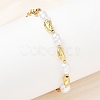 Nuggets 304 Stainless Steel & ABS Plastic Imitation Pearl Chain Bracelets BJEW-A169-07G-3
