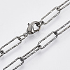 Brass Textured Paperclip Chain Necklace Making MAK-S072-02B-B-1