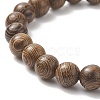 Natural Wenge Wood & Alloy Skull Beaded Stretch Bracelet for Women BJEW-JB09146-5