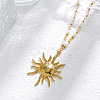 304 Stainless Steel with ABS Imitation Pearl Sun Pendant Necklaces NJEW-Z107-01G-3