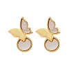 Butterfly Brass Shell Stud Earrings KK-D363-22G-2
