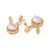 Brass Micro Pave Clear Cubic Zirconia Pendants KK-E068-VC418-3