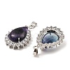 Natural Fluorite & Rhinestone Pendants G-K338-31P-01-2