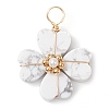 Natural Howlite Clover Pendants PALLOY-JF03180-01-1