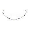 Brass Evil Eye & Glass Beaded Chain Necklace NJEW-JN04312-2
