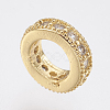 Brass Micro Pave Cubic Zirconia Rondelle European Beads ZIRC-F083-094G-RS-2