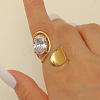 304 Stainless Steel with Cubic Zirconia Cuff Rings for Women FS-WG503C7-10-1