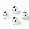 Painted Natural Wood Round Beads WOOD-N006-180A-2