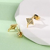 Brass Micro Pave Clear Cubic Zirconia Stud Earrings EJEW-D328-04G-01-3