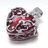 Enamel Heart Rack Plating Platinum Brass Prayer Box Pendants KK-L101-01A-1