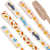 BENECREAT 10 Yards 5 Styles Autumn Theme Printed Cotton & Burlap Ribbons OCOR-BC0005-44-1