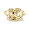 Brass Micro Pave Cubic Zirconia Heart Biscuit Connector Charms KK-G548-06G-01-1
