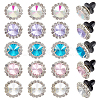 20Pcs 5 Styles Flat Round Brass Glass Brooches JEWB-PH01292-1
