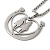 Non-Tarnish Horse Shoes with Couple 201 Stainless Steel Pendant Necklaces for Women and Men NJEW-F324-04P-1