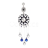 Alloy Flat Round & Sun & Moon Turkish Blue Evil Eye Pendant Decoration HJEW-M002-13AS-1