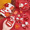 Chinese New Year Bowknot Flower Cloth Alligator Hair Clips Set OHAR-WH0021-31A-3