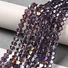 Transparent Electroplate Glass Beads Strands GLAA-F029-2mm-A04-4