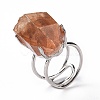 Natural Rose Quartz Nuggets Cuff Ring RJEW-G271-01P-01-2