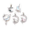 Brass Micro Pave Cubic Zirconia and Glass Pendants KK-T072-61P-1