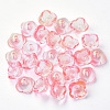 4-Petal Transparent Spray Painted Glass Bead Caps X-GGLA-S054-009B-03-1