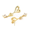 Rack Plating Brass Heart Dangle Stud Earrings with Cubic Zirconia EJEW-L261-009G-2