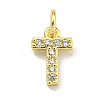 Letter Brass Micro Pave Clear Cubic Zirconia Pendants KK-K354-06G-T-1