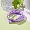 3Pcs 3 Style Natural Dyed Malaysia Jade & Acrylic Word Love Beaded Stretch Bracelets Set with Alloy Enamel Heart Charms BJEW-JB08924-04-2