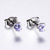 Cubic Zirconia Ear Studs X-EJEW-E098-H-02-2