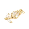 Brass Micro Pave Clear Cubic Zirconia Pendants KK-F931-13G-02-2
