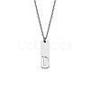 304 Stainless Steel Rectangle with Laser Cut Initial Pendant Necklaces FS-WG71FEF-08-1