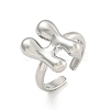 Brass Letter Open Cuff Rings for Women RJEW-G313-01H-P-1