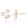 Clover Natural Pearl Stud Earrings with Enamel PEAR-N020-05O-2