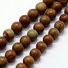 Natural Wood Lace Stone Wooden Jasper Beads Strands G-I199-17-12mm-1