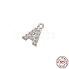 Real Platinum Plated Rhodium Plated 925 Sterling Silver Micro Pave Clear Cubic Zirconia Charms STER-P054-10P-A-1