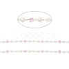 Faceted Cube Glass & ABS Plastic Imitation Pearl Beaded Chains CHS-G026-02KCG-02-1-2