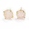 Natural Rose Quartz Stud Earrings EJEW-L196-05F-1